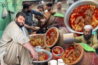 ببینید؛ غذای خیابانی در پاکستان؛ طبخ 200 کیلوگرم کله پاچه(سیری پای)