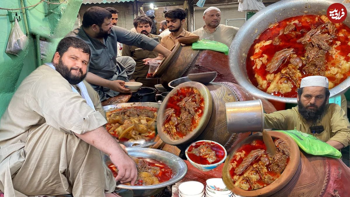 ببینید؛ غذای خیابانی در پاکستان؛ طبخ 200 کیلوگرم کله پاچه(سیری پای)
