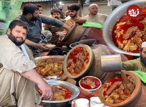 ببینید؛ غذای خیابانی در پاکستان؛ طبخ 200 کیلوگرم کله پاچه(سیری پای)