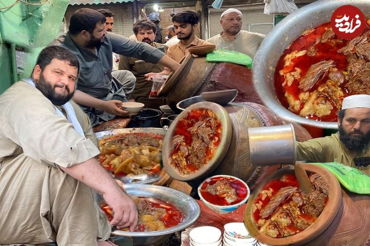 ببینید؛ غذای خیابانی در پاکستان؛ طبخ 200 کیلوگرم کله پاچه(سیری پای)