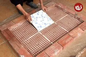 ببینید| فرآیند ساخت یک میز پذیرایی زیبا با آجر، سیمان و کاشی به روش استاد چینی