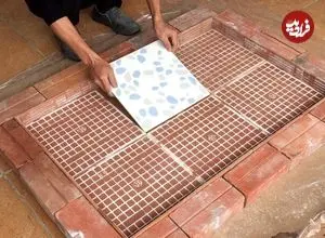 ببینید| فرآیند ساخت یک میز پذیرایی زیبا با آجر، سیمان و کاشی به روش استاد چینی