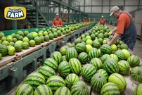 ببینید؛ مراحل دیدنی کاشت، برداشت و فرآوری میلیون ها هندوانه در آمریکا