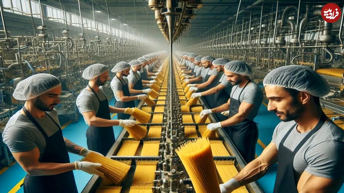 (ویدئو) نمایی دیدنی از فرآیند تولید ماکارونی در کارخانه های مشهور ایتالیایی