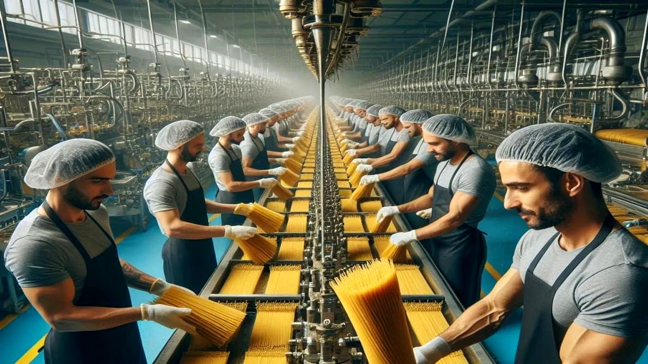 (ویدئو) نمایی دیدنی از فرآیند تولید ماکارونی در کارخانه های مشهور ایتالیایی
