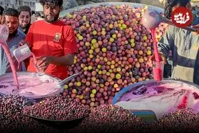 ببینید| غذای خیابانی در پاکستان؛ تهیه آب فالسا در کراچی