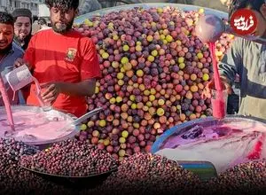 ببینید| غذای خیابانی در پاکستان؛ تهیه آب فالسا در کراچی