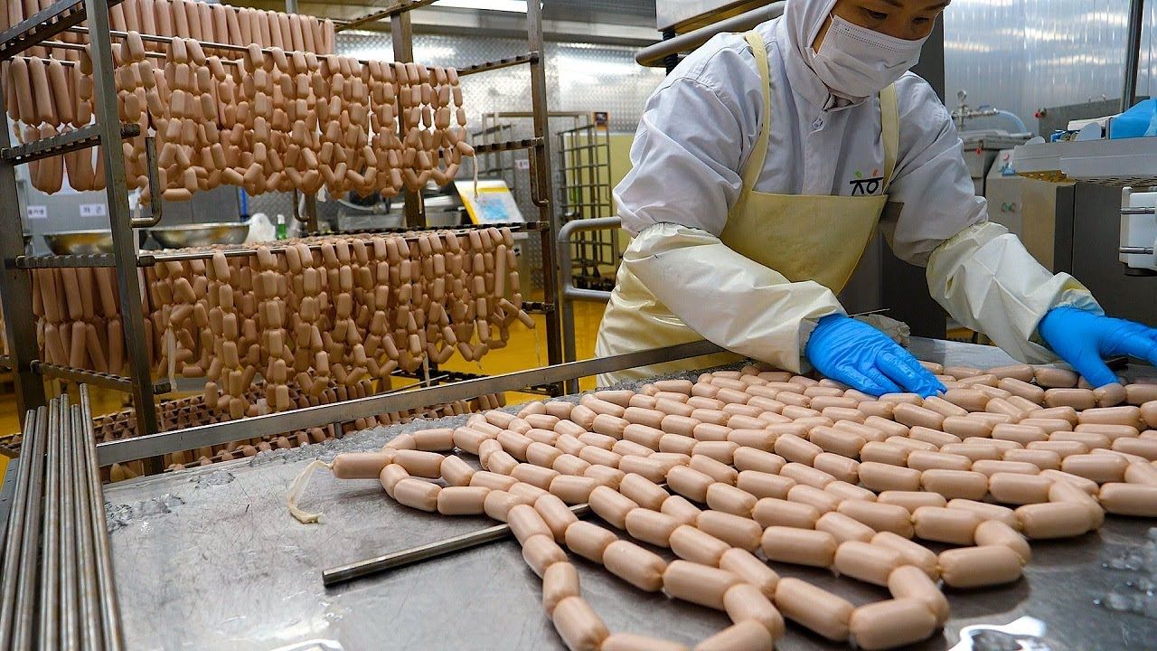 (ویدئو) سوسیس های مرغ چگونه در کارخانه های مشهور تولید می شوند؟