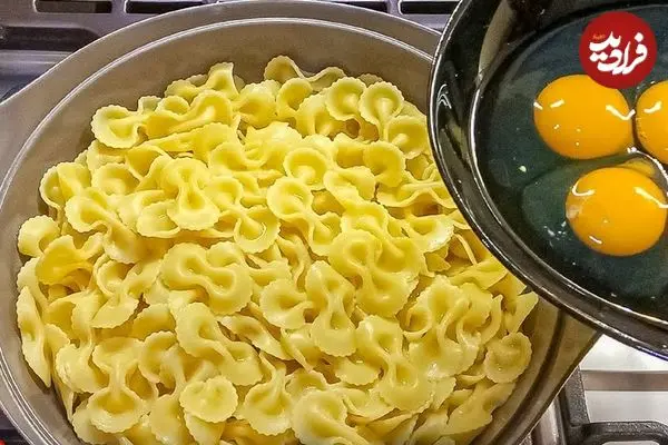 ببینید| طرز تهیه یک غذای ساده با ماکارونی و تخم مرغ