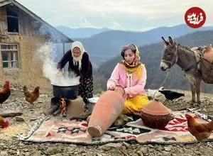 ببینید| غذای روستایی در ایران؛ تهیه کره خانگی و پخت نان تافتون در تنور