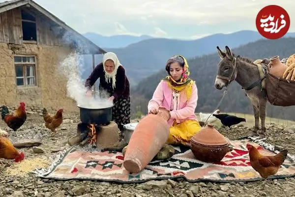 ببینید| غذای روستایی در ایران؛ تهیه کره خانگی و پخت نان تافتون در تنور