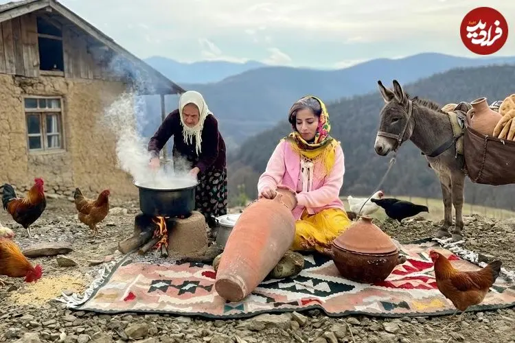 ببینید| غذای روستایی در ایران؛ تهیه کره خانگی و پخت نان تافتون در تنور