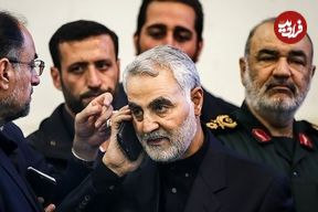 عکس؛ سفر به تاریخ؛ «آیت‌الله جنتی» در مراسم ترحیم پدر «سردار سلیمانی»؛ سال 1396