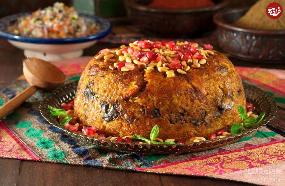 طرز تهیه تهچین گوشت و بادمجان خوشمزه به روش رستورانی