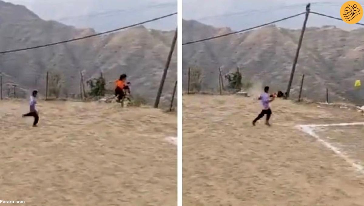 (ویدئو) لحظه سقوط دو مرد جوان از دامنه کوه در حین بازی فوتبال