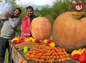 (ویدئو) غذلی روستایی در آذربایجان؛ پخت غذا با گوشت، گندم و کدوتنبل 