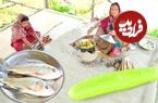 ببینید؛ غذای روستایی در هند؛ صید ماهی از دریاچه و پخت خورشت با کدو سبز و ماهی