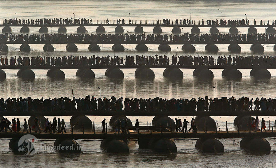 تصاویر/ساخت پل عظیم شناور در هند