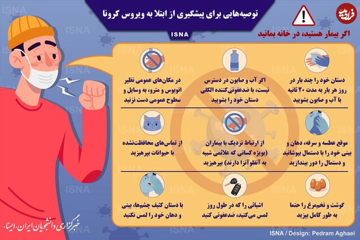 تصویر/ توصیههایی برای پیشگیری از ابتلا به کرونا