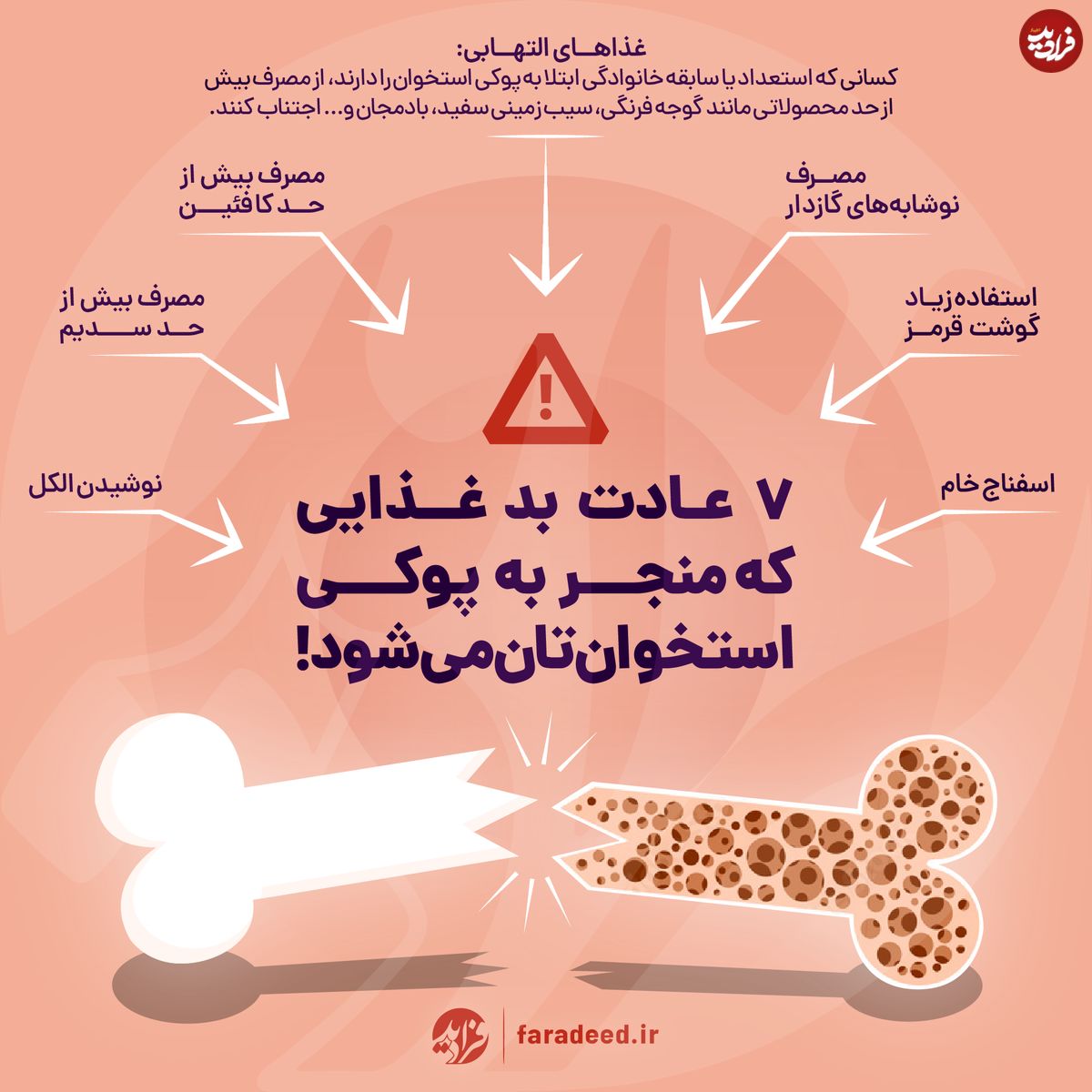اینفوگرافی/ ۷ عادت بد غذایی که منجر به پوکی استخوانتان میشود!