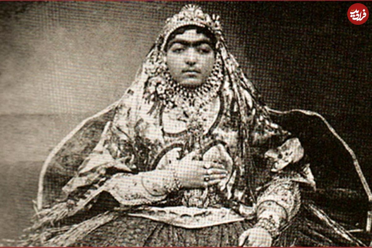 عکس/ انیس الدوله؛ همسر ناصرالدین شاه با لباس عروس