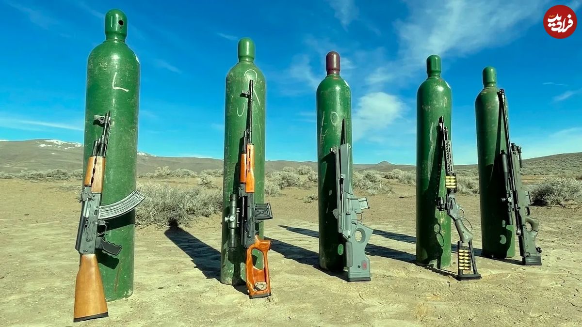 (ویدئو) اگر با اسلحه‌های مختلف به کپسول اکسیژن شلیک کنیم، چه اتفاقی می‌افتد؟