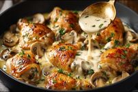 ببینید| طرز تهیه ران مرغ سرخ شده با قارچ؛ یک شام ایتالیایی جدید و خوشمزه