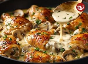 ببینید| طرز تهیه ران مرغ سرخ شده با قارچ؛ یک شام ایتالیایی جدید و خوشمزه