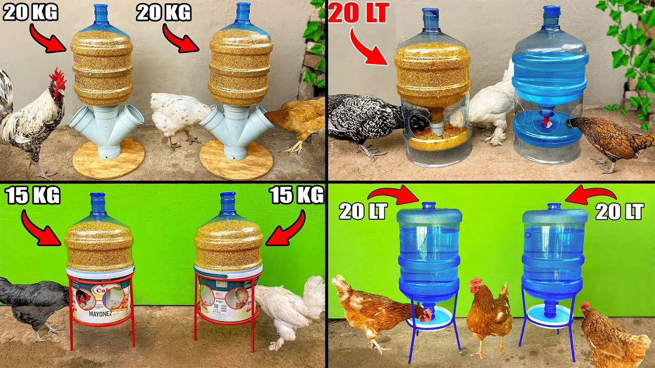 (ویدئو) ایده های آسان و جالب برای ساخت آبخوری مرغ با ظروف و بطری پلاستیکی