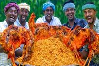 ببینید؛ غذای روستایی در هند؛ پخت بریانی عربی با 3 بز کامل در روستا