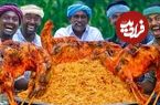 ببینید؛ غذای روستایی در هند؛ پخت بریانی عربی با 3 بز کامل در روستا