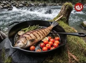 ببینید| غذای روستایی در آمریکا؛ کباب کردن ماهی به روش سنتی و در کنار روخانه