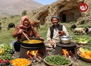 ببینید| غذای روستایی در افغانستان؛ پخت خوراک با کدو تنبل در کوهستانی سرسبز