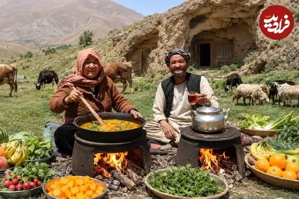 ببینید| غذای روستایی در افغانستان؛ پخت خوراک با کدو تنبل در کوهستانی سرسبز