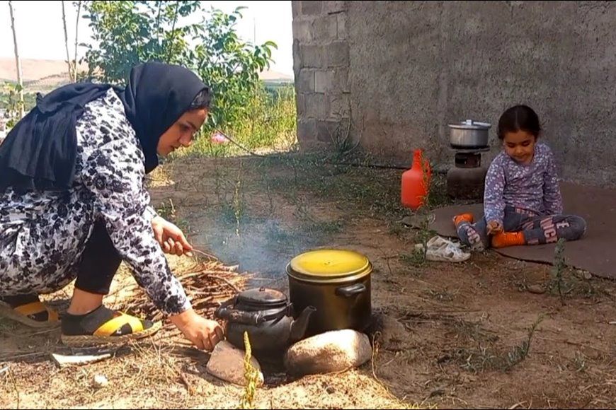 (ویدئو) پخت لوبیاپلو و خاگینه به سبک بانوی روستایی اهل آذربایجان شرقی