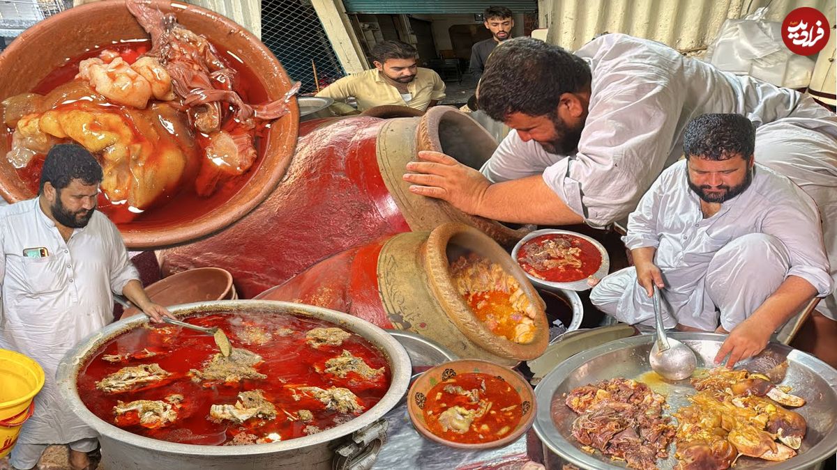 ببینید| غذای خیابانی در پاکستان؛ پخت 200 کیلو کله پاچه برای صبحانه در لاهور