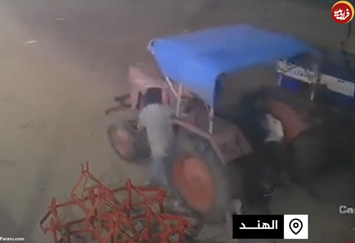 (ویدئو) تراکتور از روی بدن یک سارق رد شد!