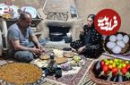 ببینید؛ غذای روستایی در ایران؛ پخت میرزاقاسمی هیزمی توسط زوج روستایی