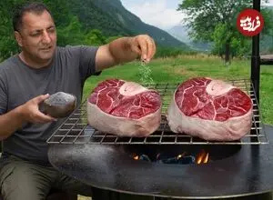 ببینید| غذای روستایی در آذربایجان؛ پخت استیک و نان و دم کردن چای در طبیعت