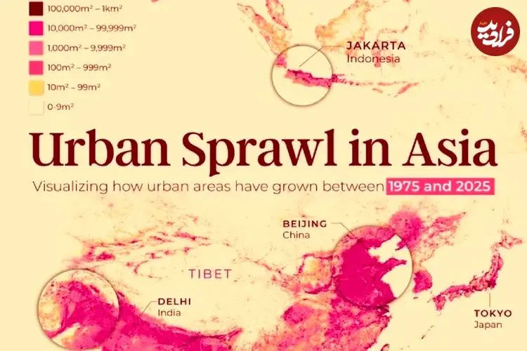 اینفوگرافی؛ پرجمعیت‌ترین کلانشهرهای قاره آسیا در سال ۲۰۲۵؛ جایگاه تهران