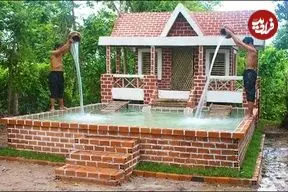 ببینید| مراحل دیدنی ساخت ویلای دو طبقه استخردار در جنگل های کامبوج