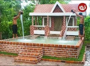 ببینید| مراحل دیدنی ساخت ویلای دو طبقه استخردار در جنگل های کامبوج