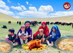 ببینید| غذای روستایی در افغانستان؛ پخت کابلی پلو در دامنه کوه