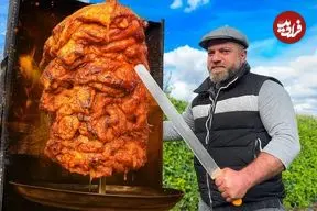ببینید| غذای روستایی در آذربایجان؛ تهیه دونر کباب با مرغ به روشی سنتی