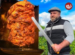 ببینید| غذای روستایی در آذربایجان؛ تهیه دونر کباب با مرغ به روشی سنتی