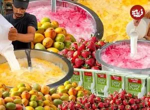 ببینید| غذای خیابانی در پاکستان؛ تهیه میلک شیک انبه و توت فرنگی در کراچی