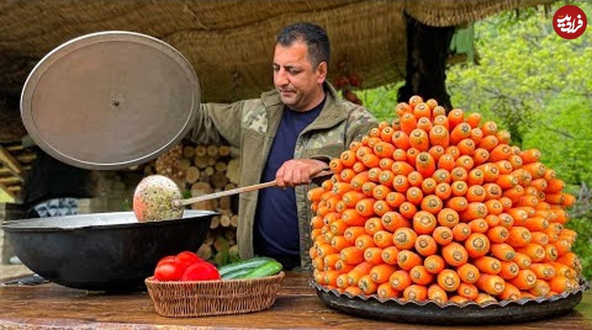 (ویدئو) پخت ازبکی پلو توسط آشپز مشهور روستایی آذربایجانی در طبیعت 