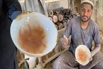 (ویدئو) فرآیند دیدنی ساخت کاسه های منحصر به فرد با سنگ اونیکس