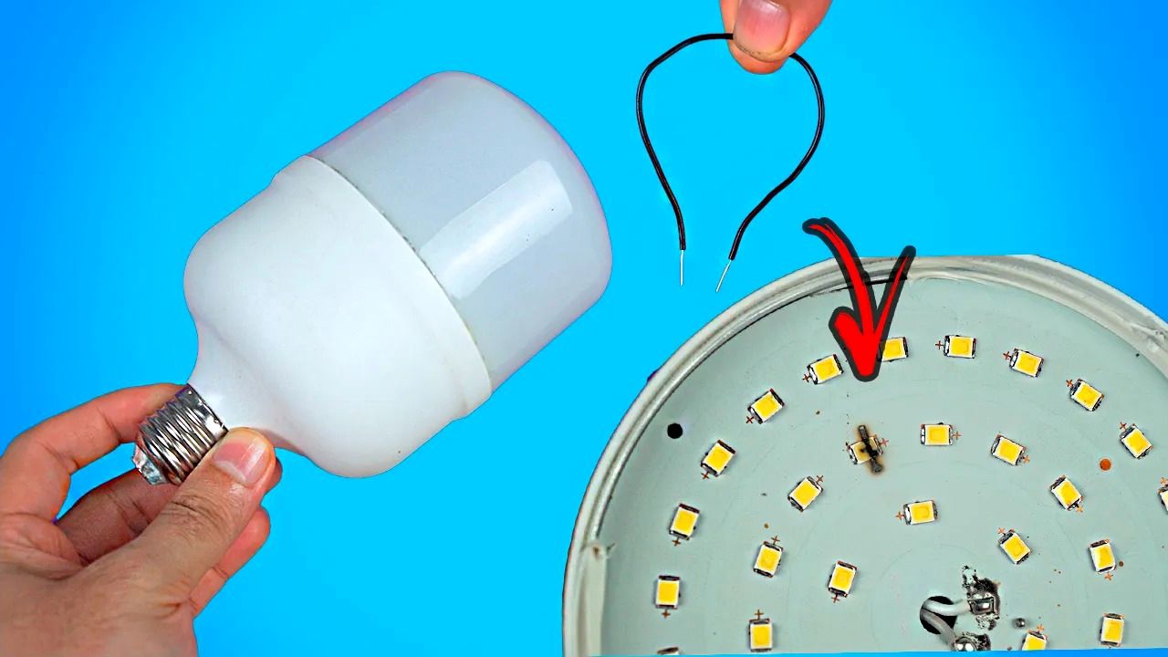 (ویدئو) نحوه تعمیر دو دقیقه ای لامپ های LED بزرگ با یک تکه سیم