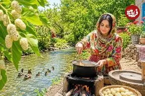 ببینید| غذای روستایی در ایران؛ برداشت توت سفید از درخت و تهیه کیک با آن